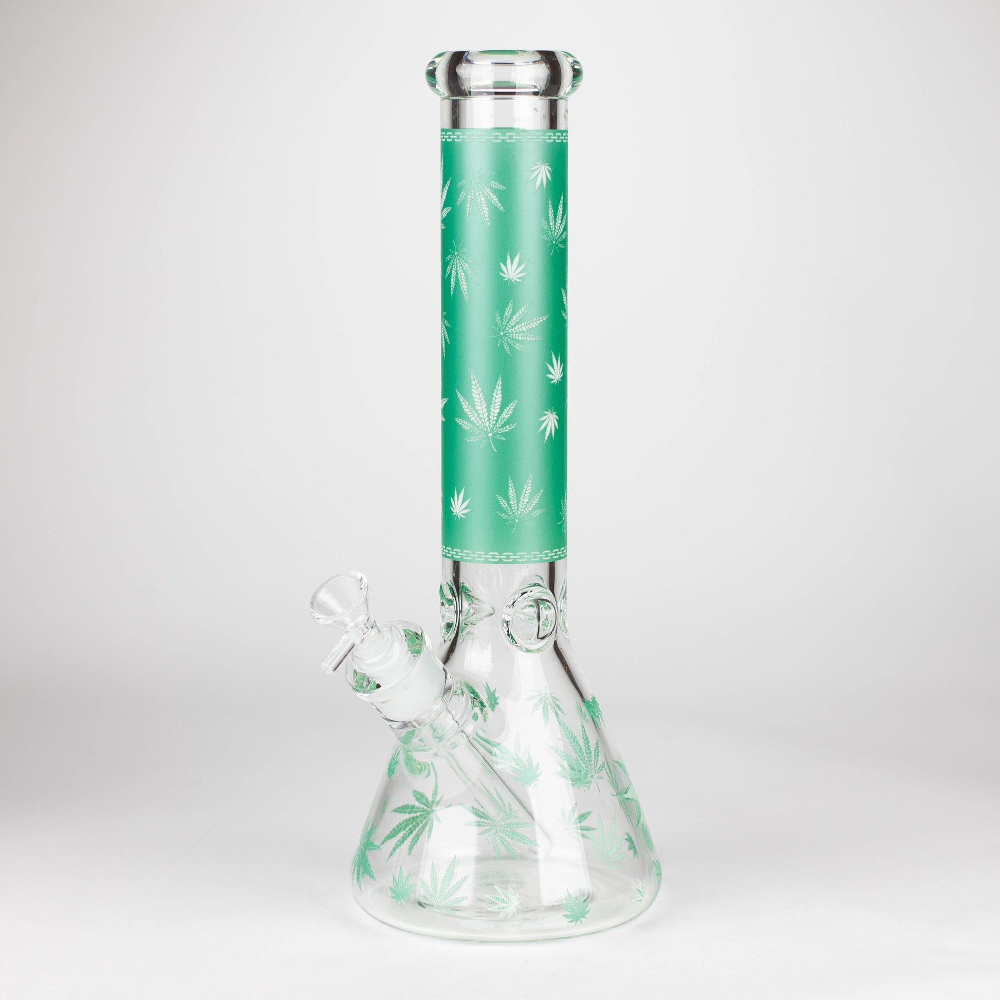 14" 7mm Leaf Design Grown In the Dark Water Bong_8